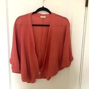 Suzy D London Salmon Lagenlook Beachy Selena Jacket Linen Cotton Blend Small